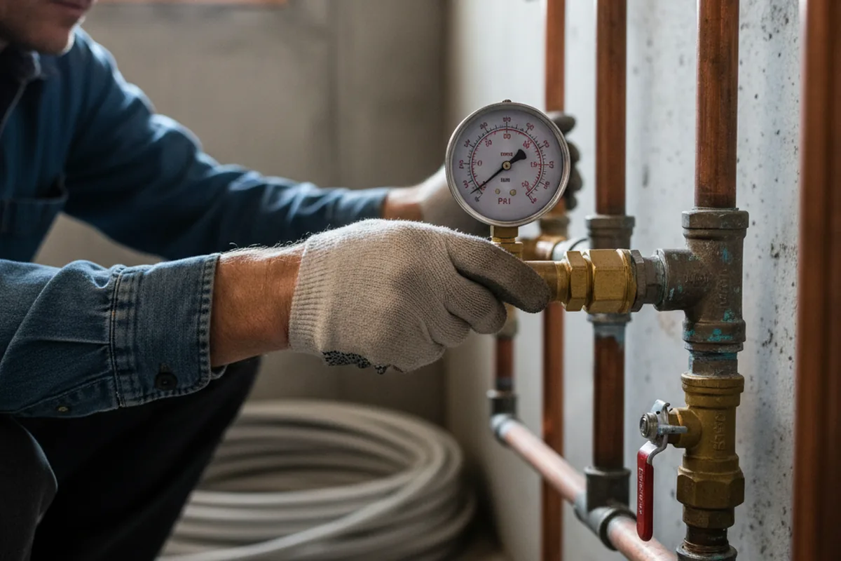 Pressure testing a repaired line during Water Line Repair in Otter Lake